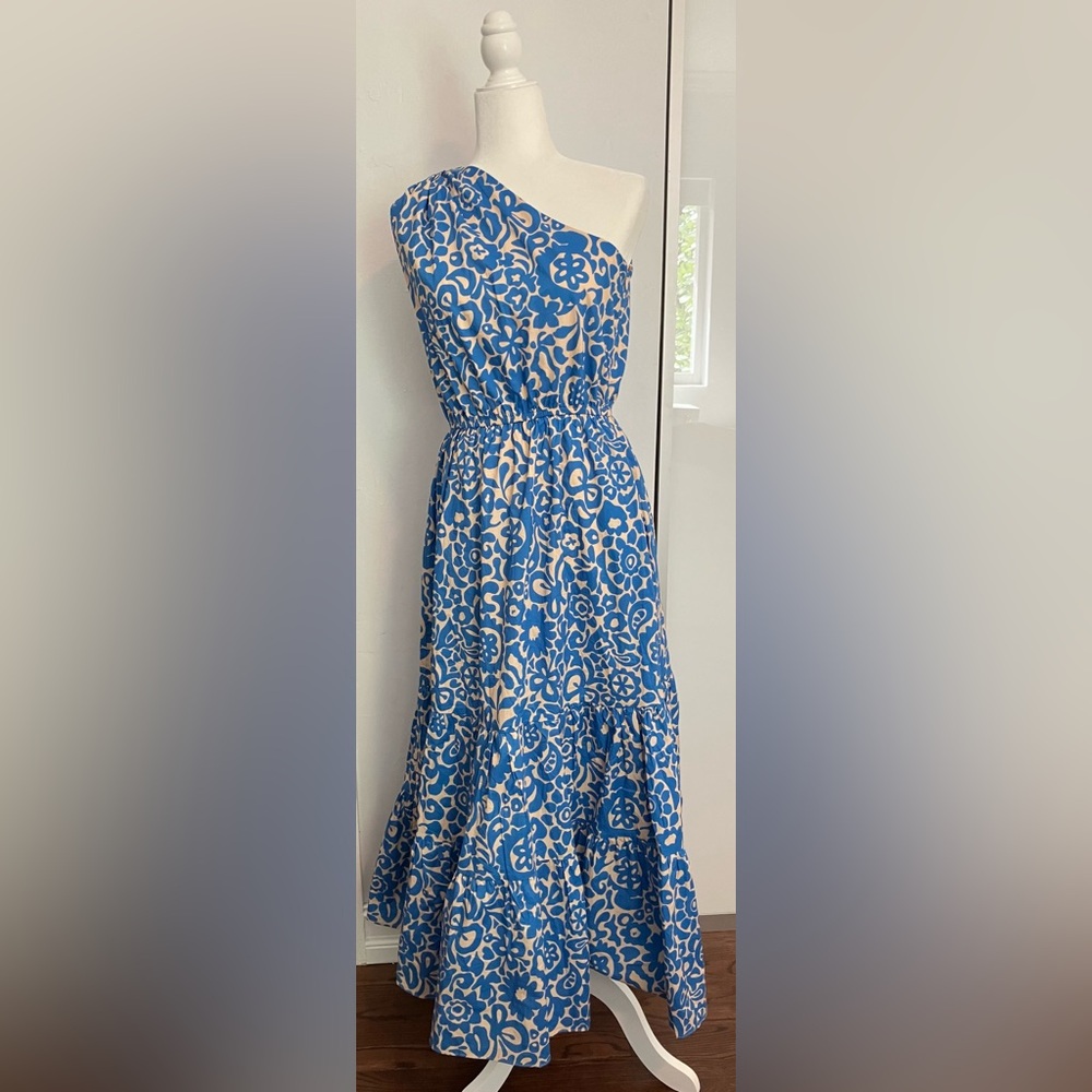 English Factory New With Tags (NWT) Floral Blue and Cream Maxi Dress